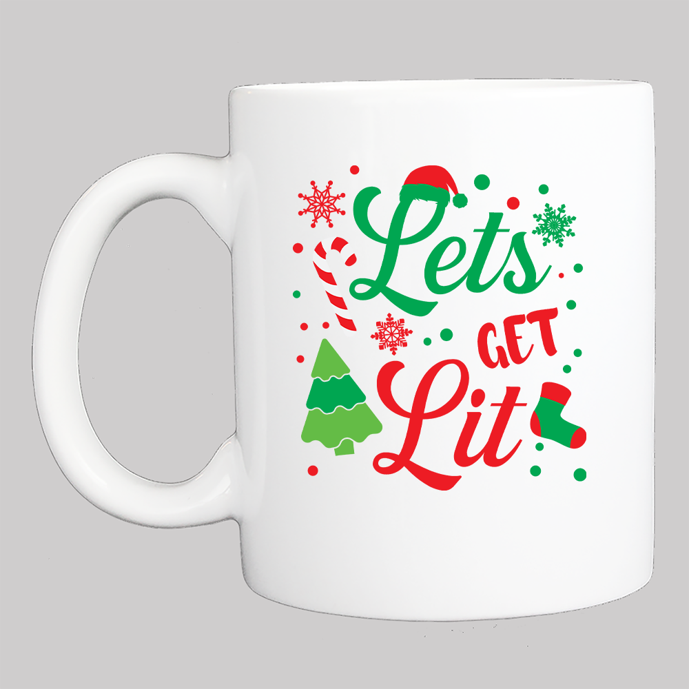 Personalized Christmas Coffee Mugs-  LET'S GET LIT   FREE SHIPPING 2 Sided