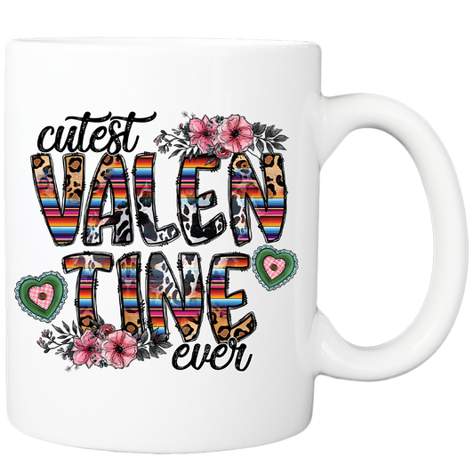Personalized Valentine Coffee Mug: "Cutest Valentine Ever" - 11 or 15 Oz with Box - White - FREE SHIPPING