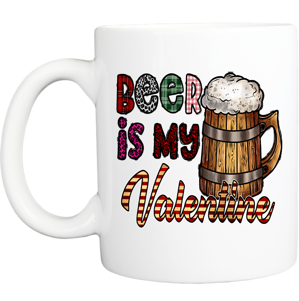 Personalized Valentine Coffee Mug:, BEER IS MY VALENTINE  11 or 15 oz WITH BOX - White - FREE SHIPPING