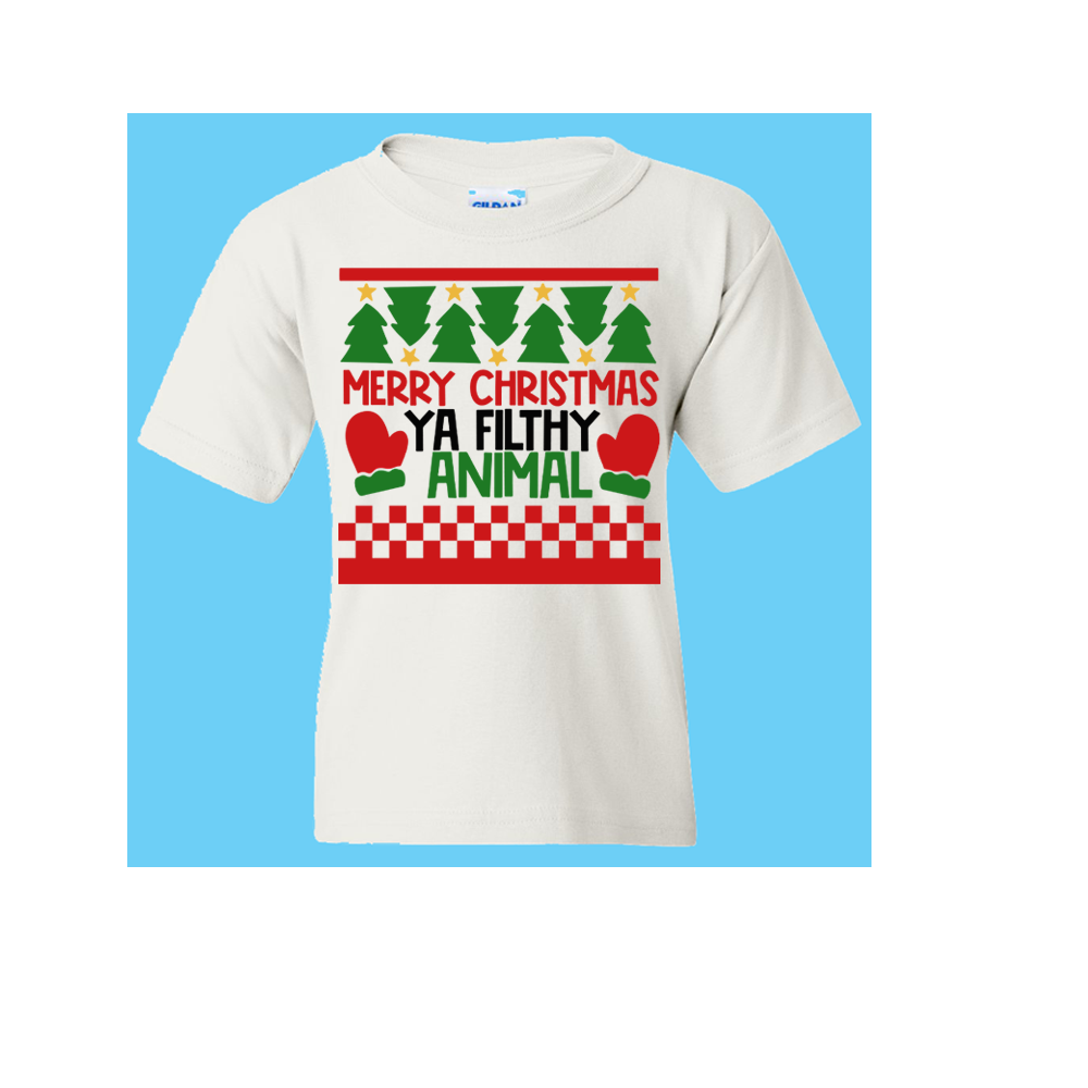 Christmas T-Shirt: Ugly "Merry Christmas You Filthy Animal" - FREE SHIPPING