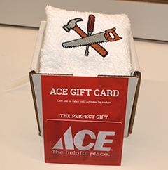 Gift Box: Embroidered Hand Towel with ACE, DUNKIN, TARGET or STARBUCKS Gift Card