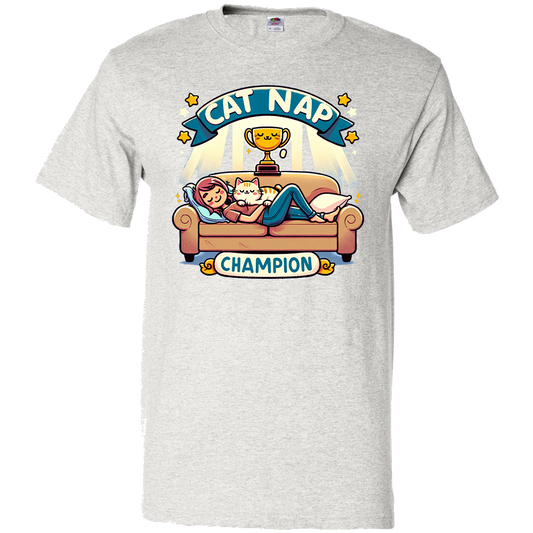 Short Sleeve T-Shirt: "Cat Nap Champion" - FREE SHIPPING