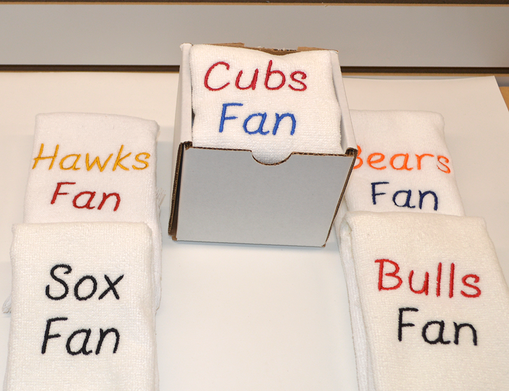 Embroidered Hand TOWEL: "Life Long [Sports] Fan" - FREE SHIPPING