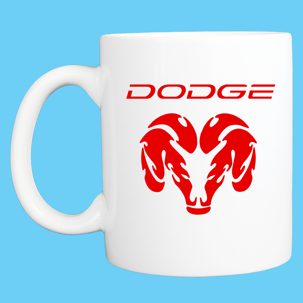 Coffee Mug: Dodge Ram Logo, - 11 or 15 Oz with Box - White - FREE SHIPPING