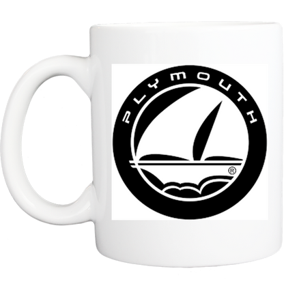 Coffee Mug: Vintage Plymouth Logo - White - FREE SHIPPING