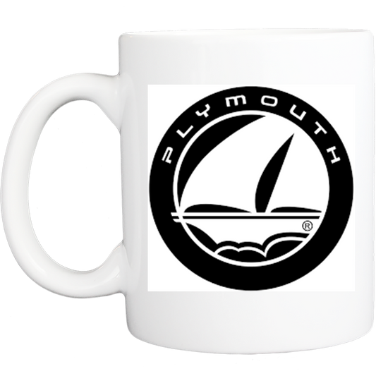 Coffee Mug: Vintage Plymouth Logo - White - FREE SHIPPING