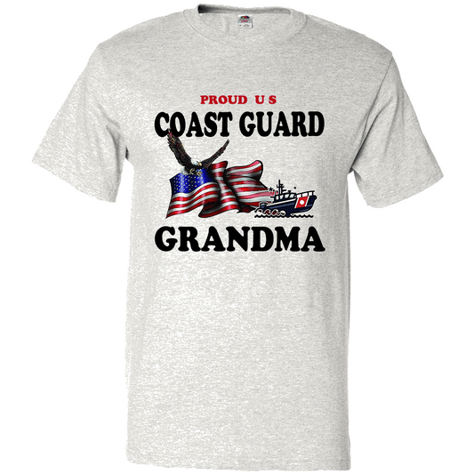 Short Sleeve T-Shirt: "Proud U.S. Coast Guard Grandma" (CGMA) - FREE SHIPPING