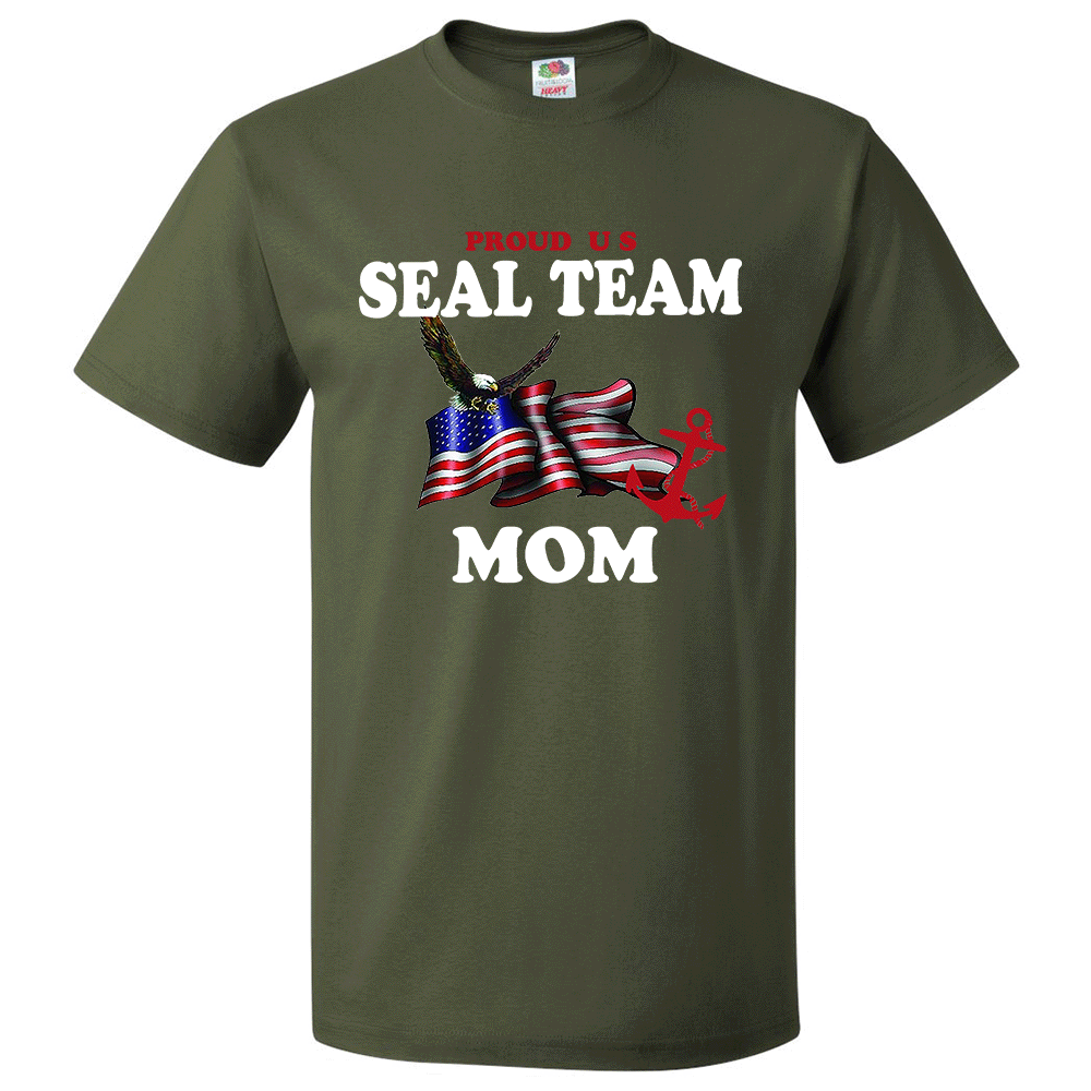 Short Sleeve T-Shirt: "Proud U.S. Seal Team Mom" (SMOM) - FREE SHIPPING